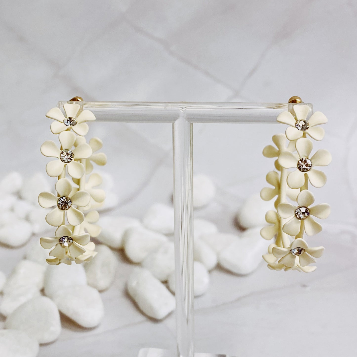 Muted Flower Hoop Earrings