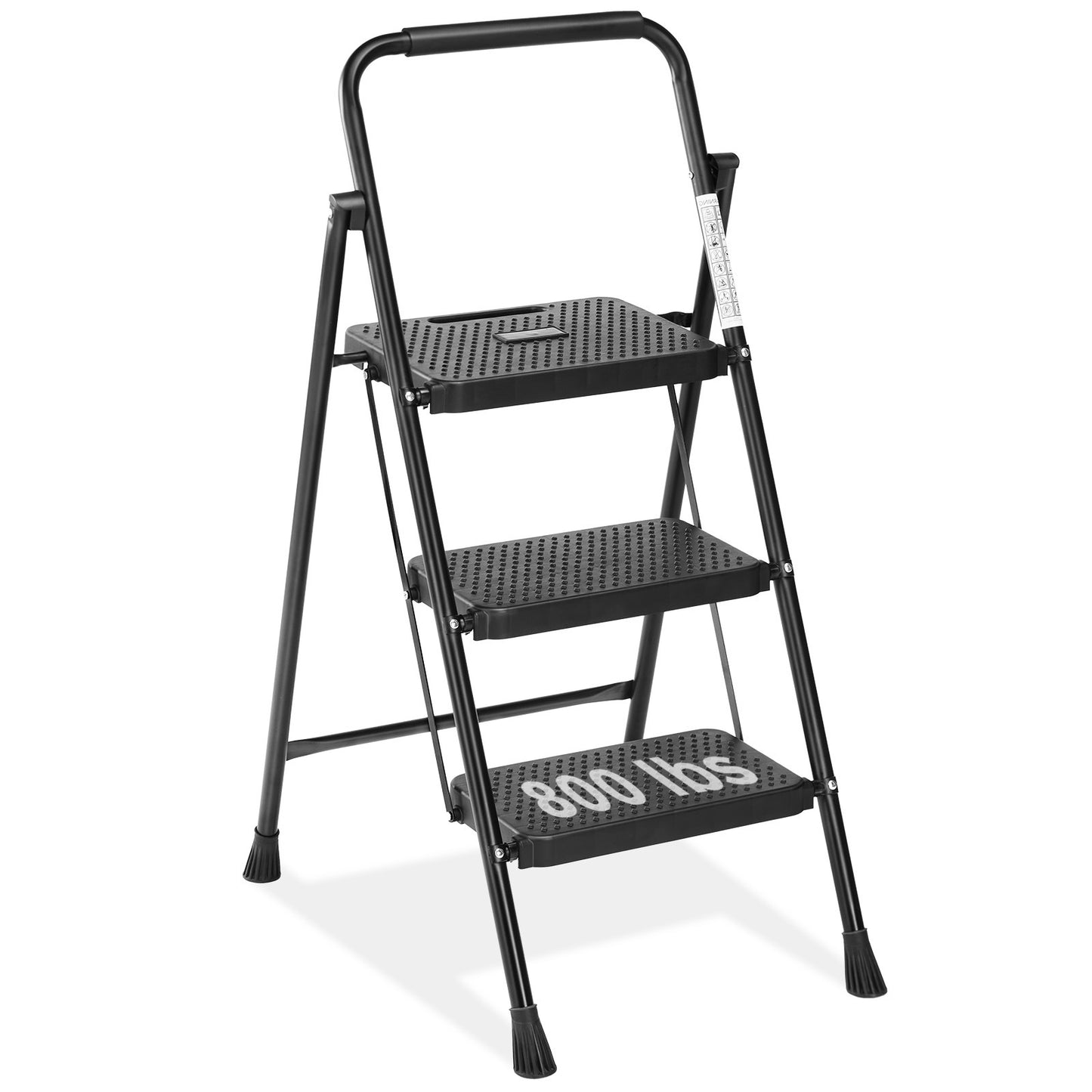 3 Non-slip step ladder, quick folding steel ladder Sturdy metal supported household tools for home/office work at altitude, portable step tools