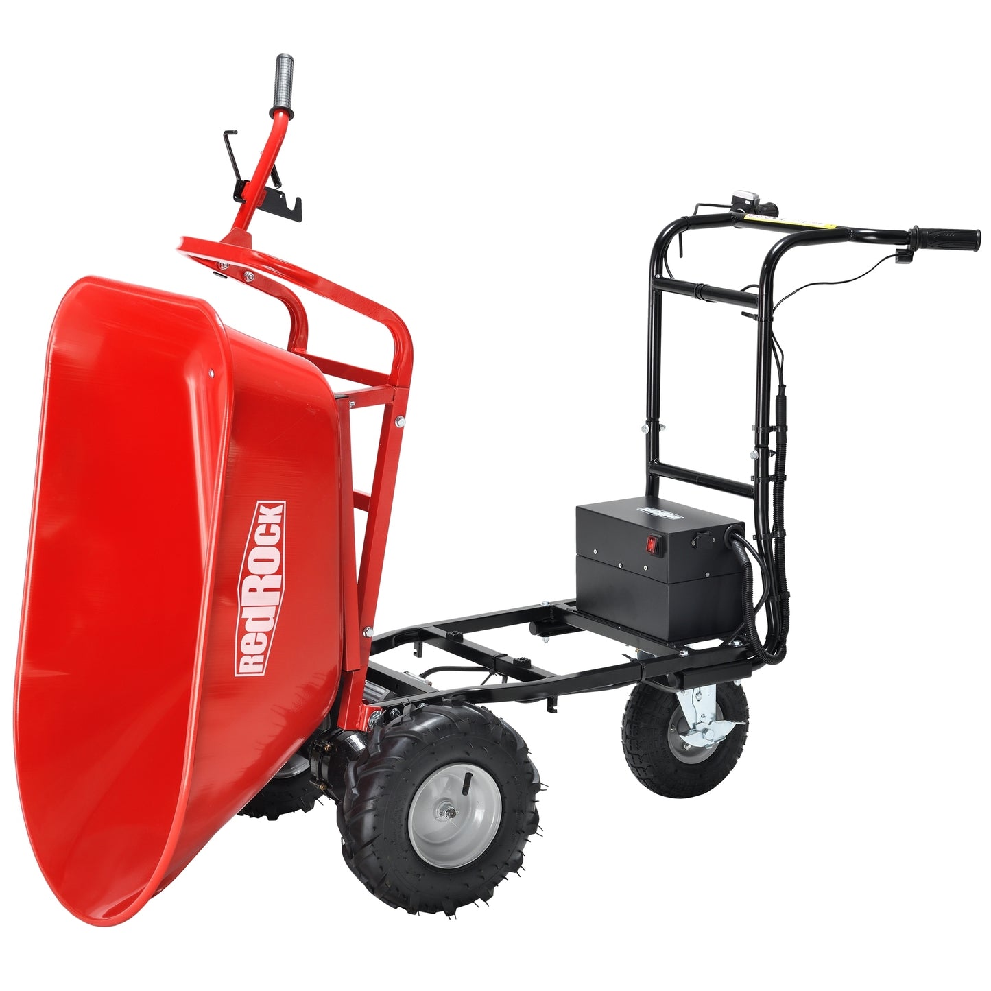 RedRock Wheelbarrow Utility Cart Electric Powered Cart 48V28Ah 500W Capacity 500lbs (230kg) Material Debris Hauler  1000lbs Towing