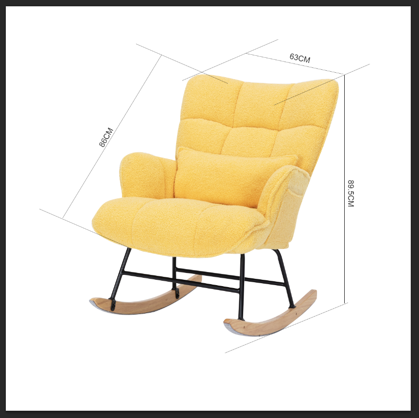 Rocking Chair Nursery, Teddy Upholstered Glider Rocker with High Backrest, Reading Chair Modern Rocking Accent Chairs Glider Recliner for Living Room, Nursery, Bedroom