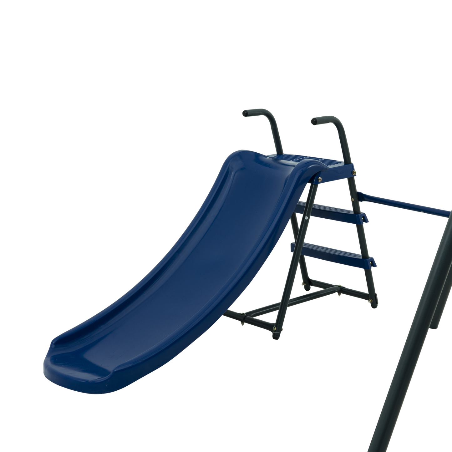 XNS052 grey and blue interesting six function swingset with net swing metal plastic safe swing set 440lbs for outdoor playground for age 3+ with 31.5in net swing