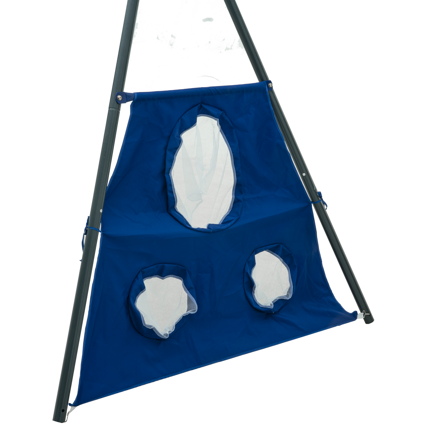 XNS052 grey and blue interesting six function swingset with net swing metal plastic safe swing set 440lbs for outdoor playground for age 3+ with 31.5in net swing