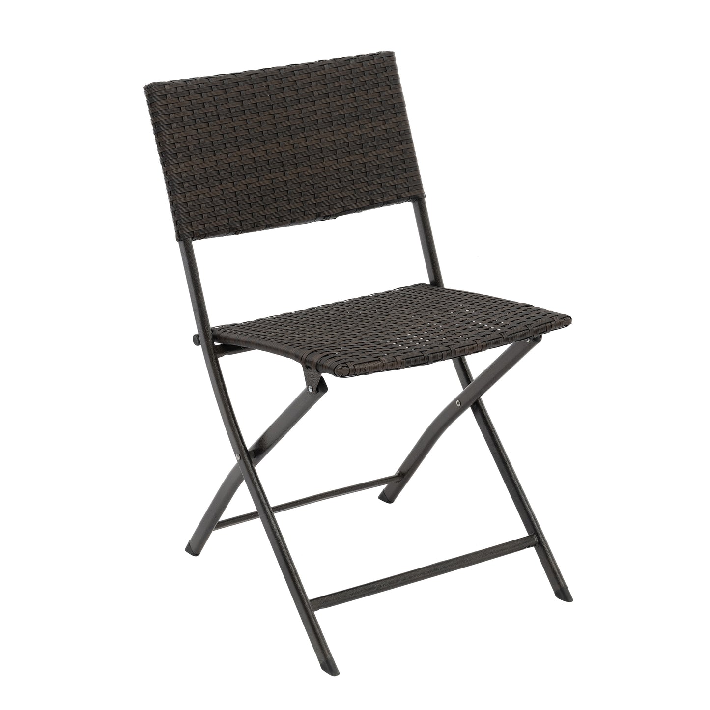 Rattan Patio Bistro Set, 3 Piece Foldable Outdoor Patio Furniture Sets, with Folding Table and Two Chairs, for Garden, Backyard, Pool, Lawn, Porch, Balcony, All Weather Rattan Style