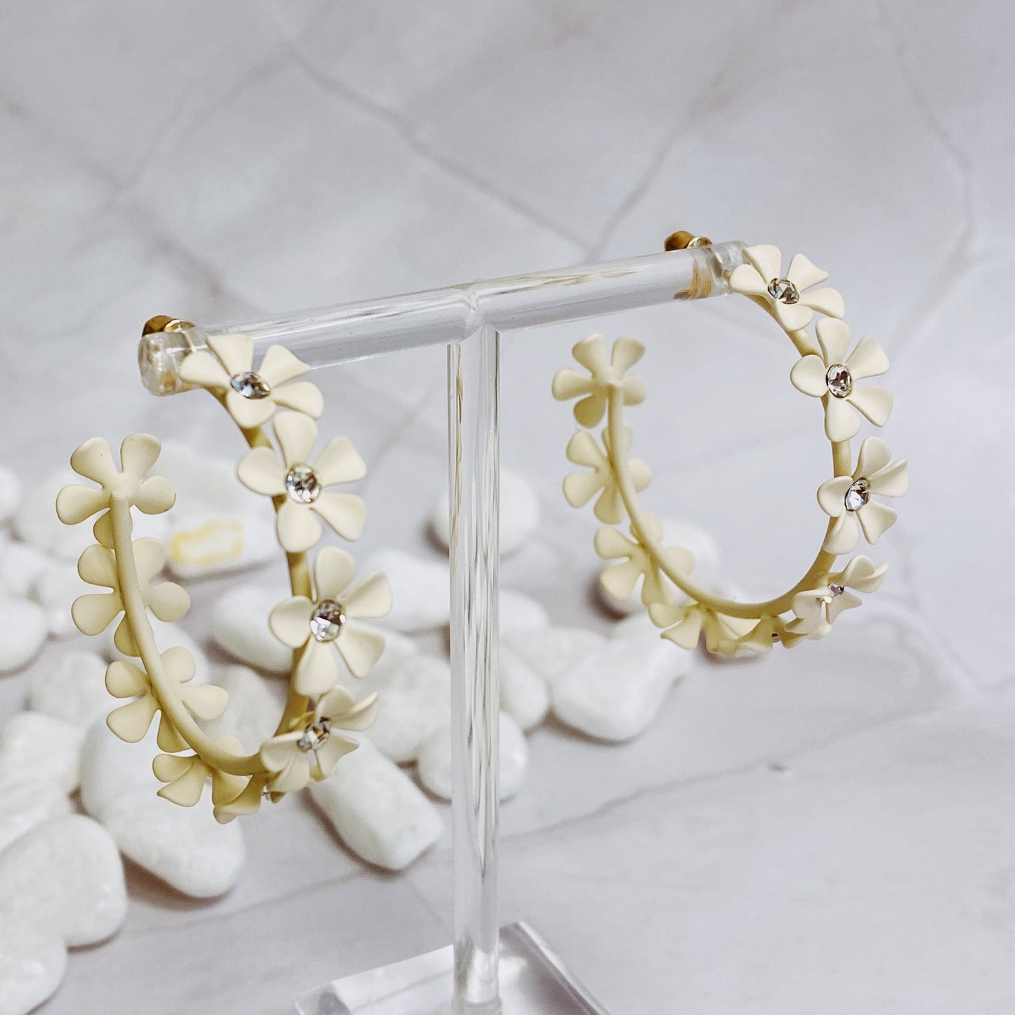 Muted Flower Hoop Earrings