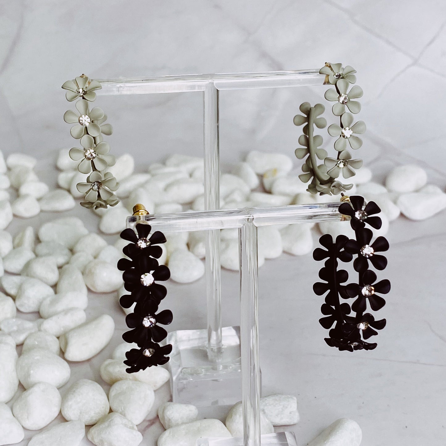 Muted Flower Hoop Earrings