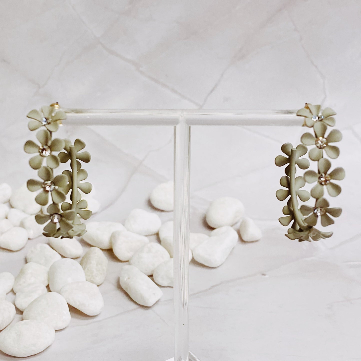 Muted Flower Hoop Earrings