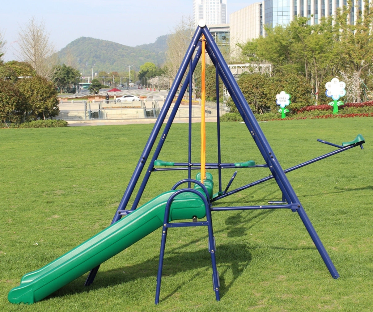 Metal Swing Set w/ Slide