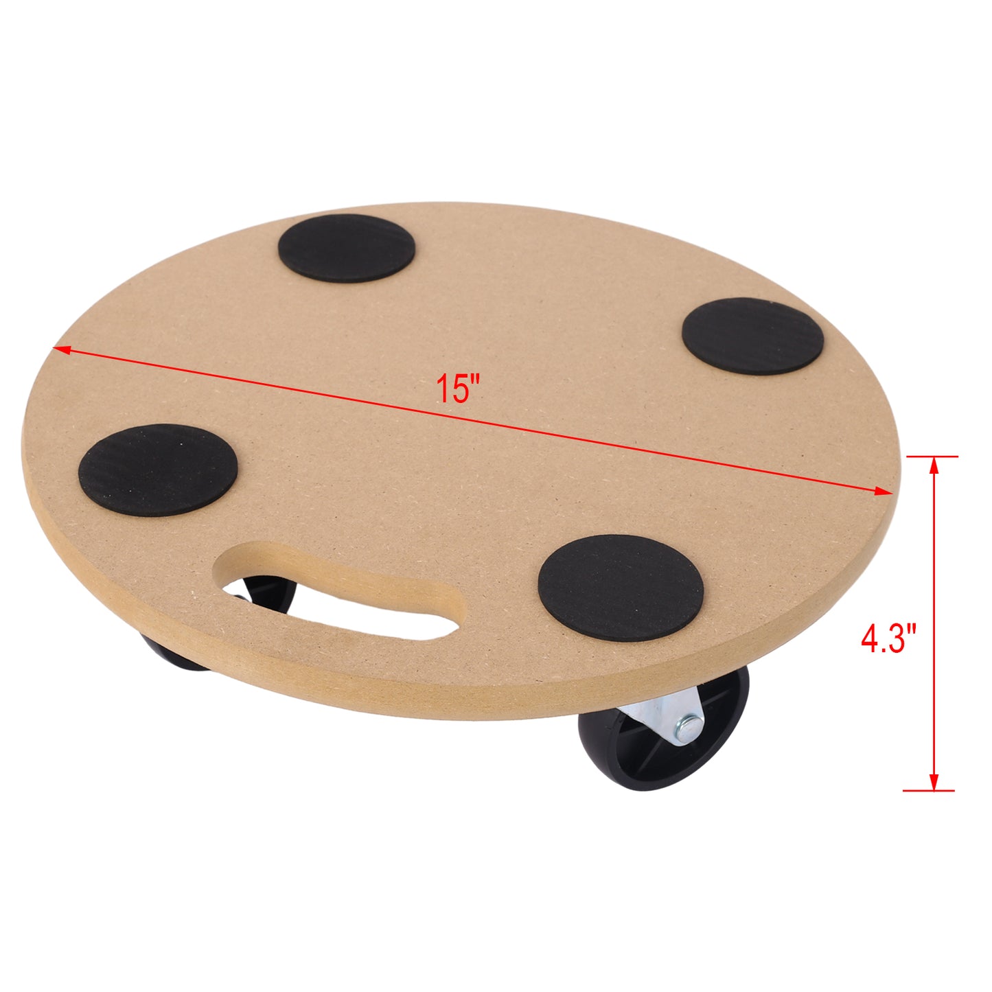 Furniture Moving Dolly, Heavy Duty Wood Rolling Mover with Wheels for Piano Couch Fridge Heavy Items, Securely Holds 500 Lbs (2pcs 15" Round Platform)