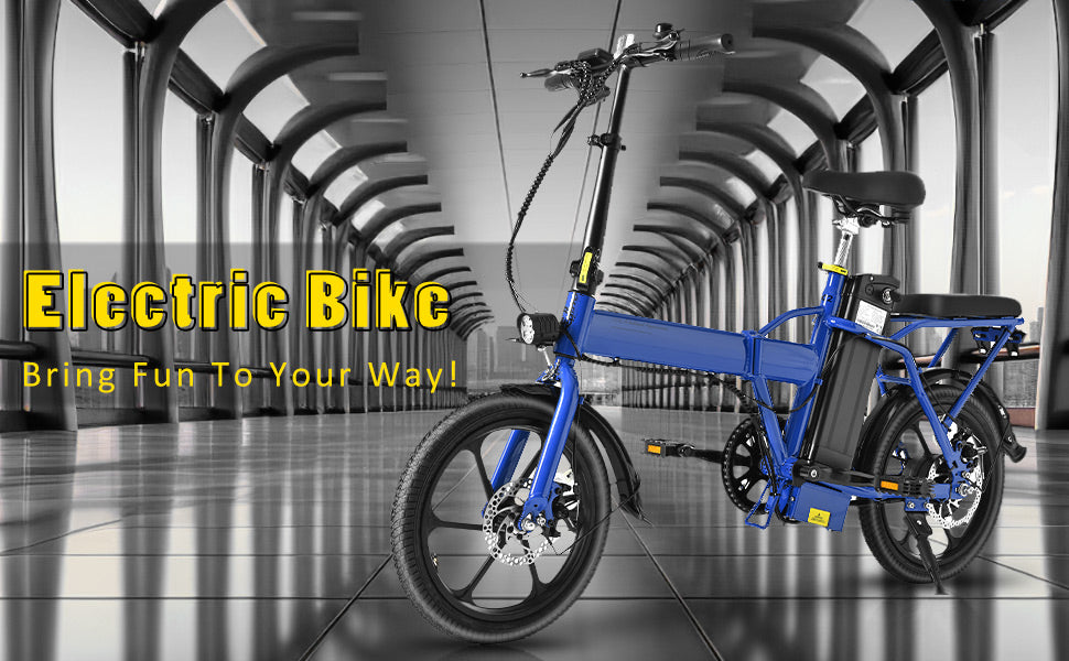 Adult Electric Bicycles 500 W Motor 15.5 MPH Max Speed, 16inch Tire, 42 V 10.4 AH Removable Battery for Electric Bike, Multi-Shock Absorption, City Commuter,  Fold able  Adult Electric Bicycle