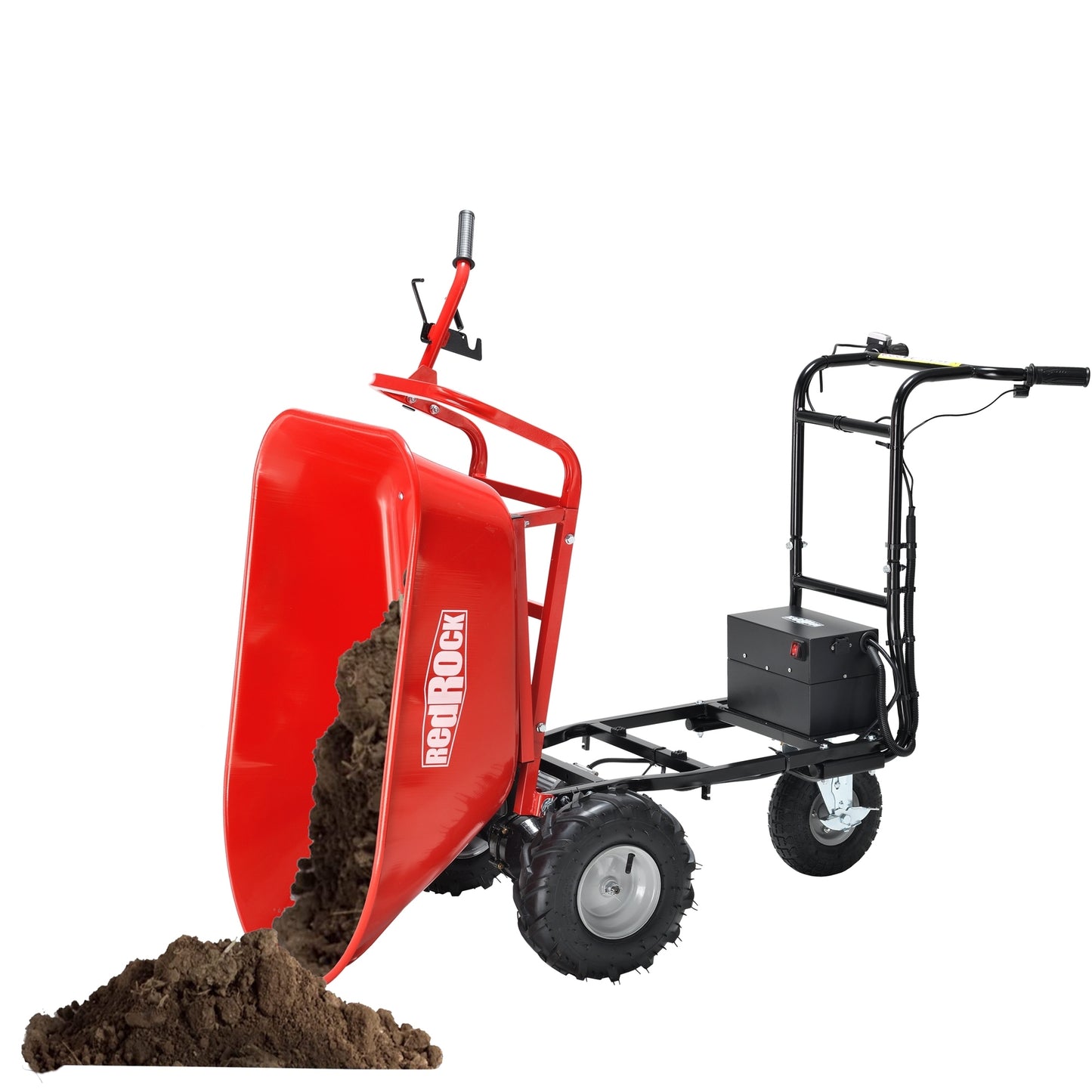 RedRock Wheelbarrow Utility Cart Electric Powered Cart 48V28Ah 500W Capacity 500lbs (230kg) Material Debris Hauler  1000lbs Towing