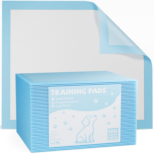 Disposable Dog Training Pads,22"x22" Ultra Absorbent Leak-Proof Quick-Drying Pet Pee Pads for Small to Large Dogs and Puppies Indoor Use, 100 Count