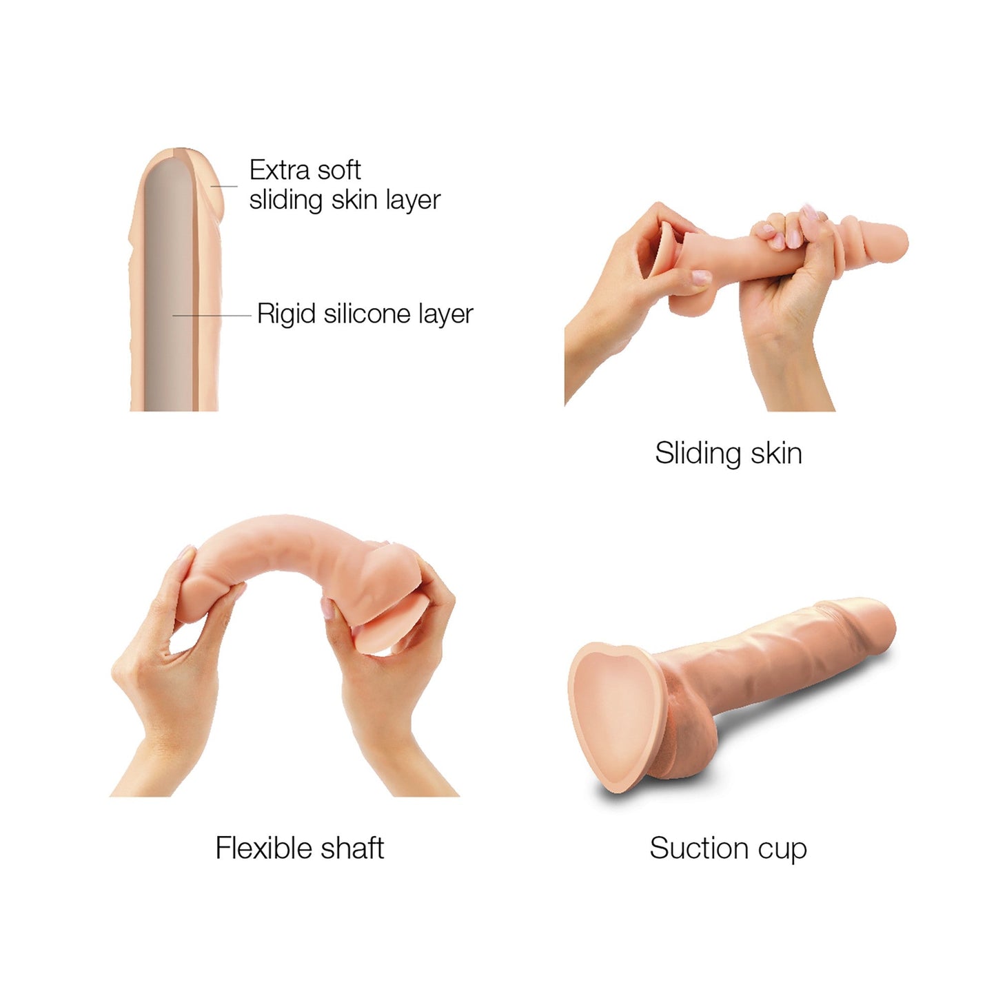 SLIDING SKIN REALISTIC DILDO VANILLA L